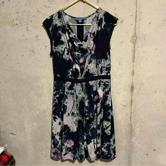 Simply Vera VERA WANG Purple Black Floral Party Dress, Size Small Fit Flare - Picture 1 of 11